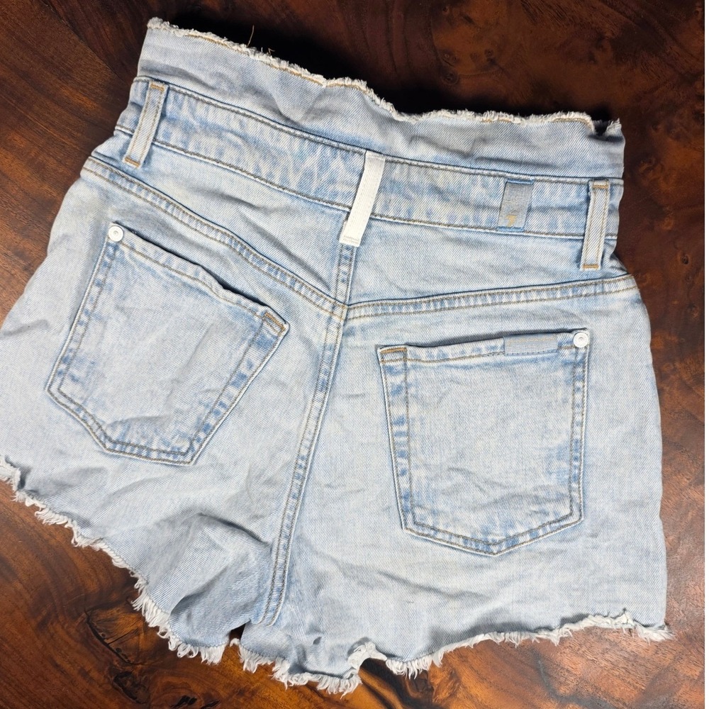 7 For All Mankind High Waist Raw Hem fray boho premium Light Wash Blue Womens24 - Picture 6 of 9